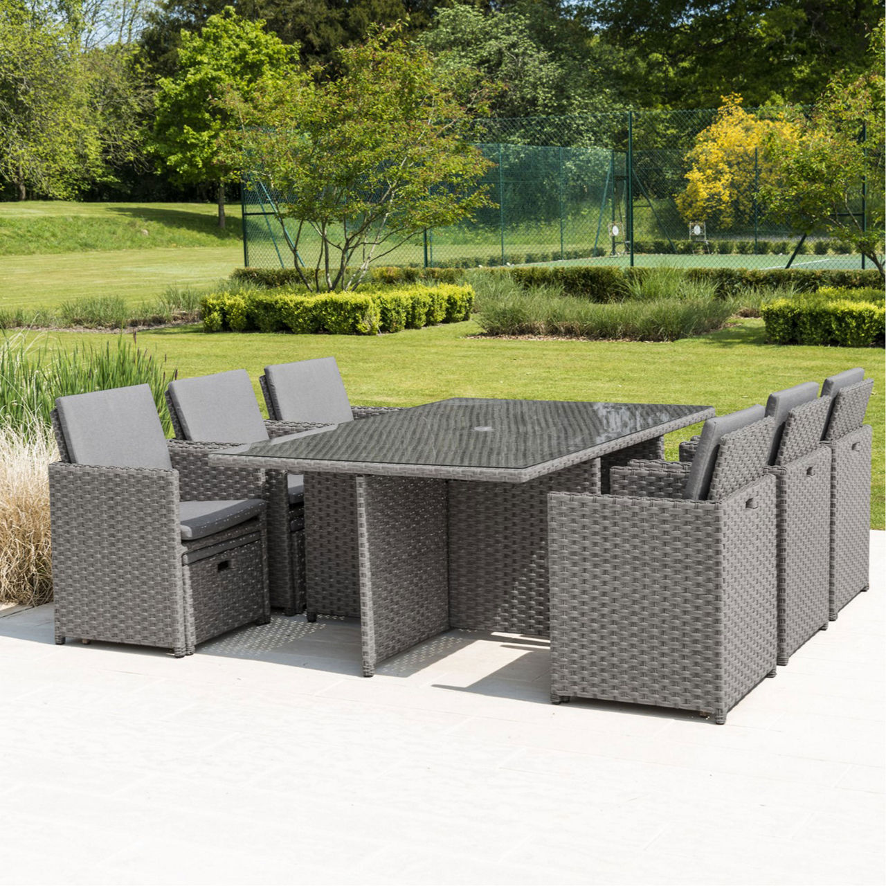 Bespoke Grand 6 Seater Cube Set with Rectangular Table Grey Bespoke Grand 6 Seater Cube Set with Rectangular Table Grey
