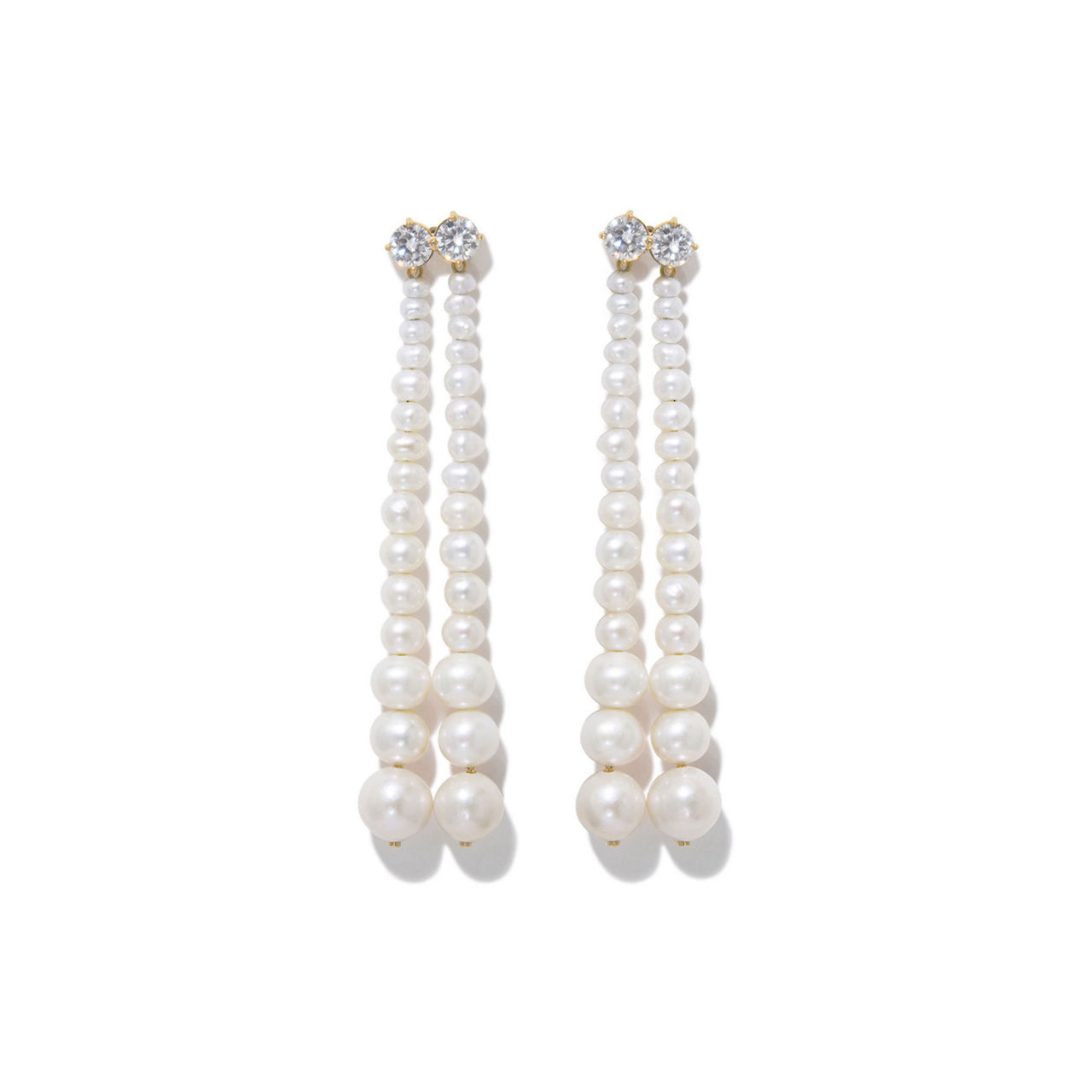 Double Strand Pearl Drop Earrings Double Strand Pearl Drop Earrings