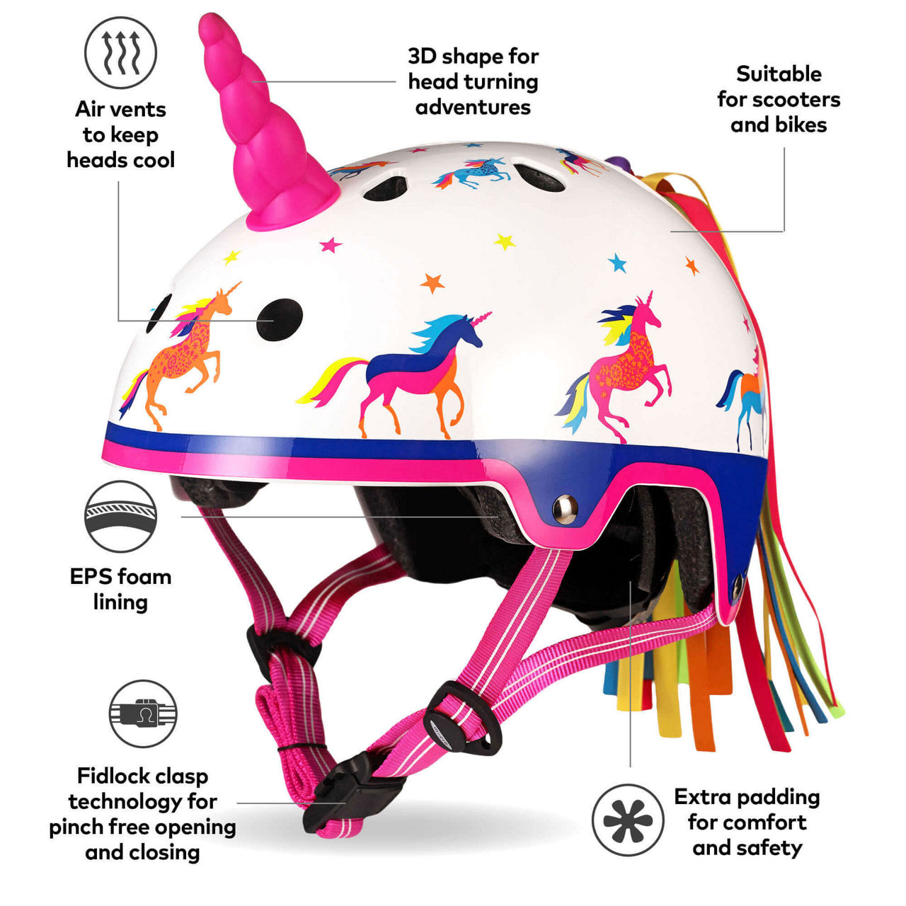 Bicycle Helmet Icon Unicorn Helmet MICRO SCOOTERS Deluxe Premium