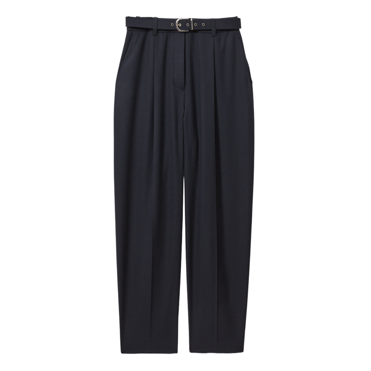 REISS Freja Tapered Belted Trousers NAVY