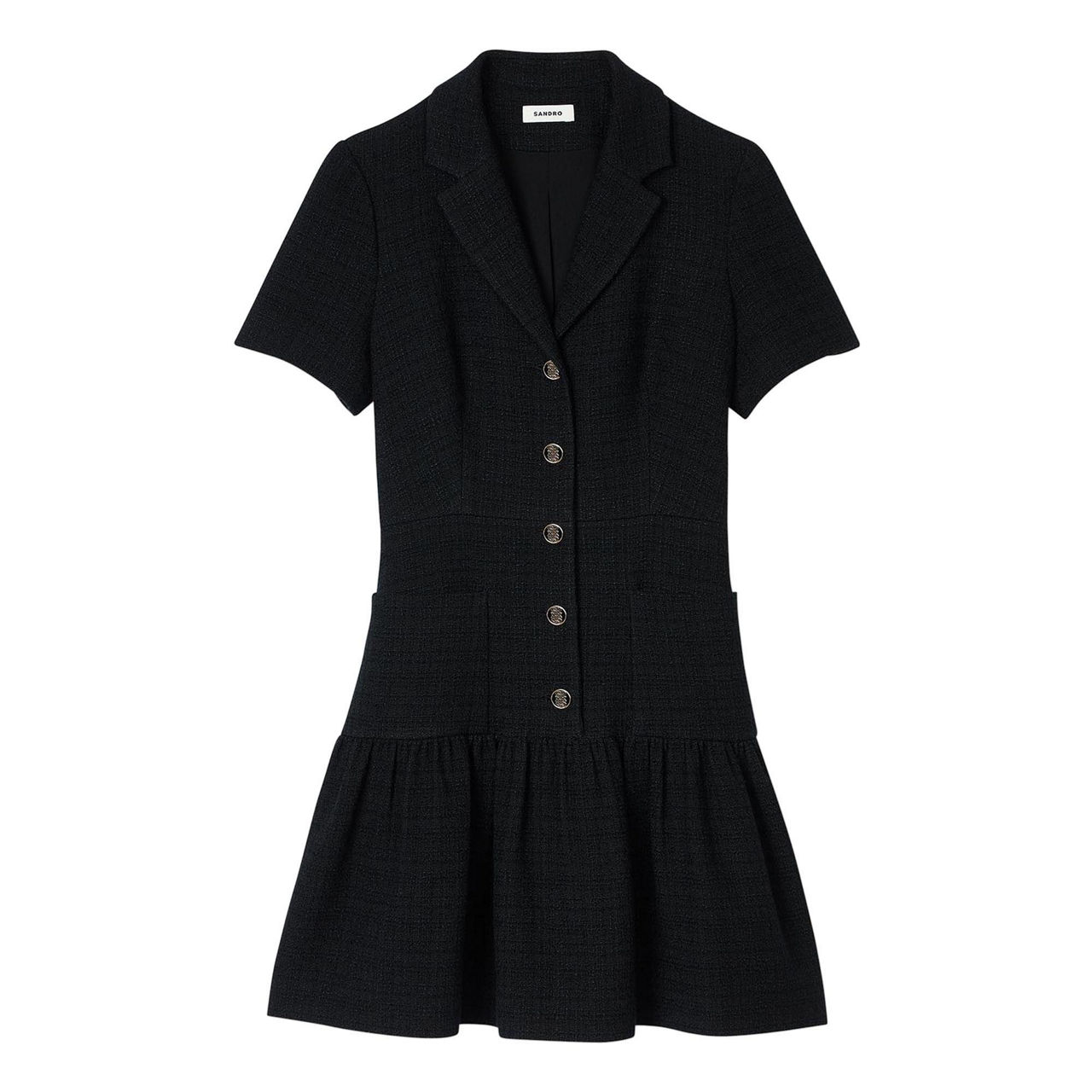 SANDRO Dropped-Waist Tweed Mini Dress