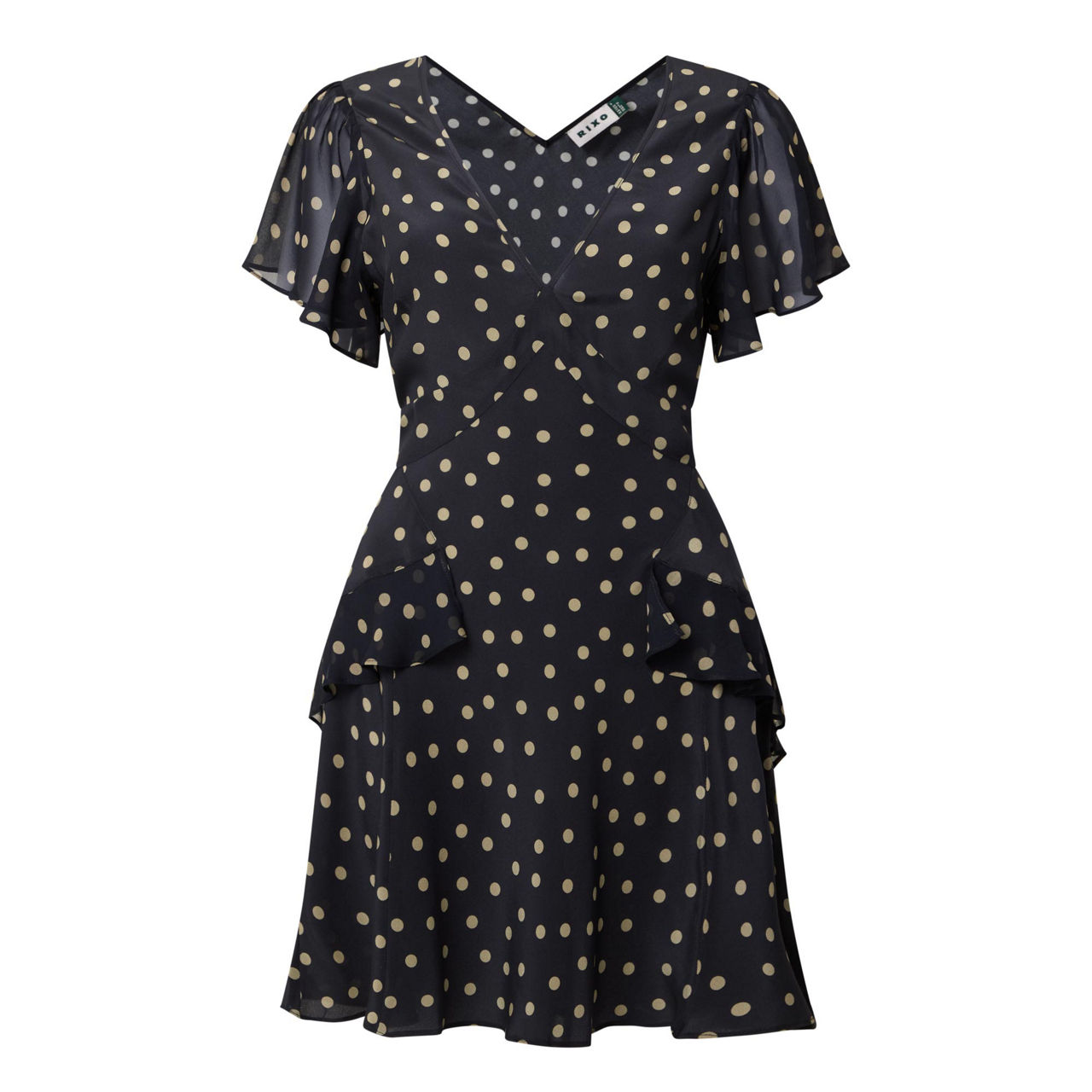 RIXO Sutton Dotted Silk Mini Dress