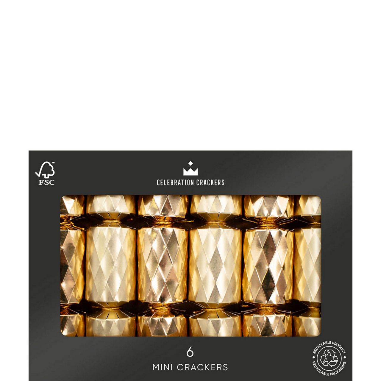 6 Pack Mini Gold Diamond Christmas Crackers