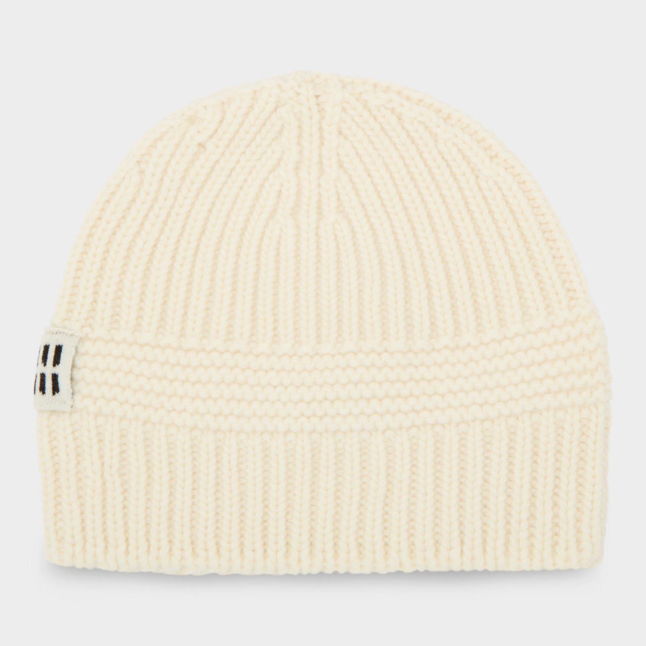 MIU MIU Rib-Knit Logo Beanie Hat