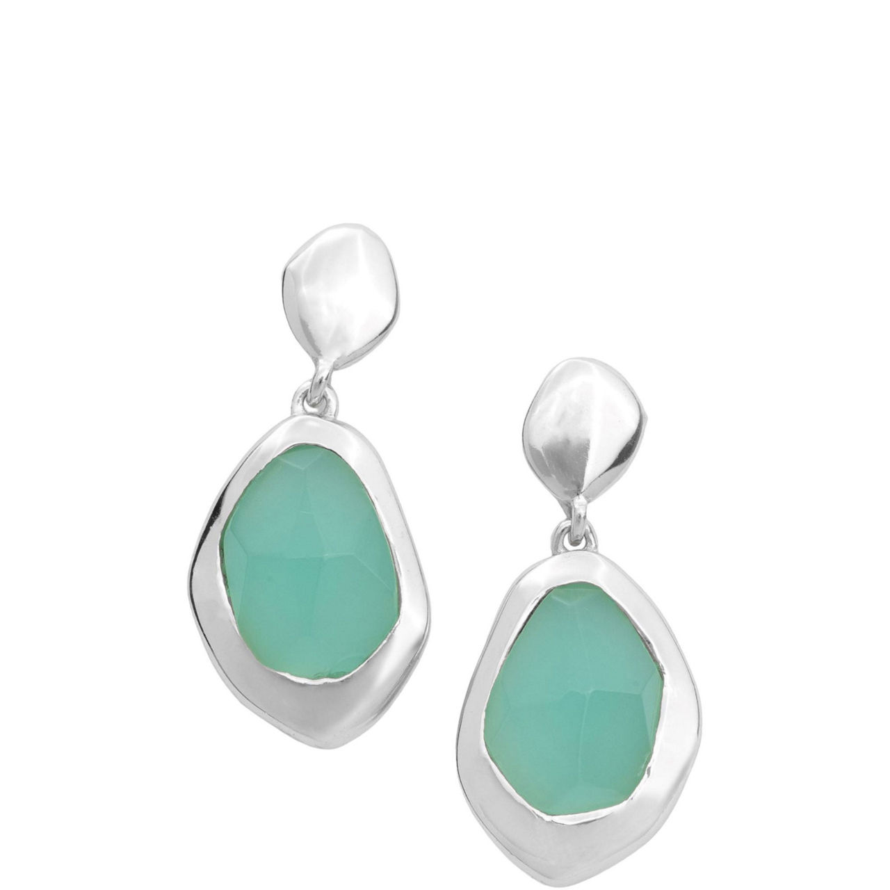 Aqua Chalcedony Large Stepping Stone Earrings
