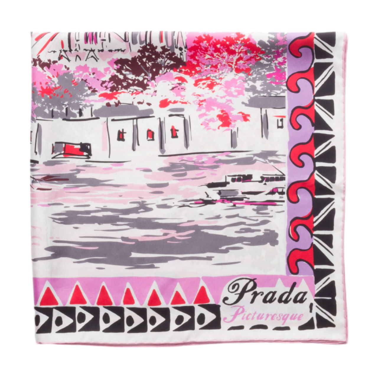 PRADA Pittoresque Paris Printed Silk Foulard