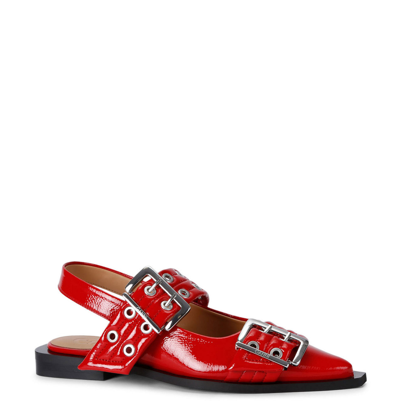 Wide Welt Buckle Slingback Flats