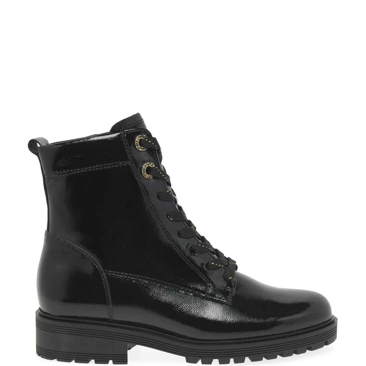 Flamboyant Lace-Up Patent Ankle Boots