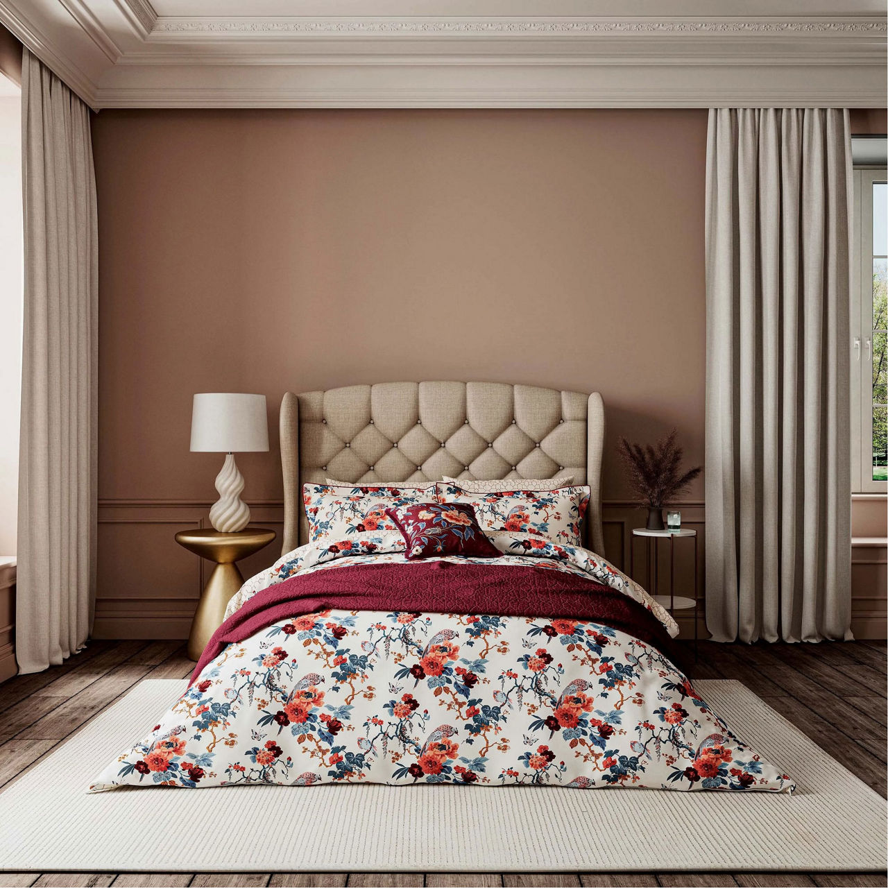 Chinoiserie Charm Duvet Set Red-Blue