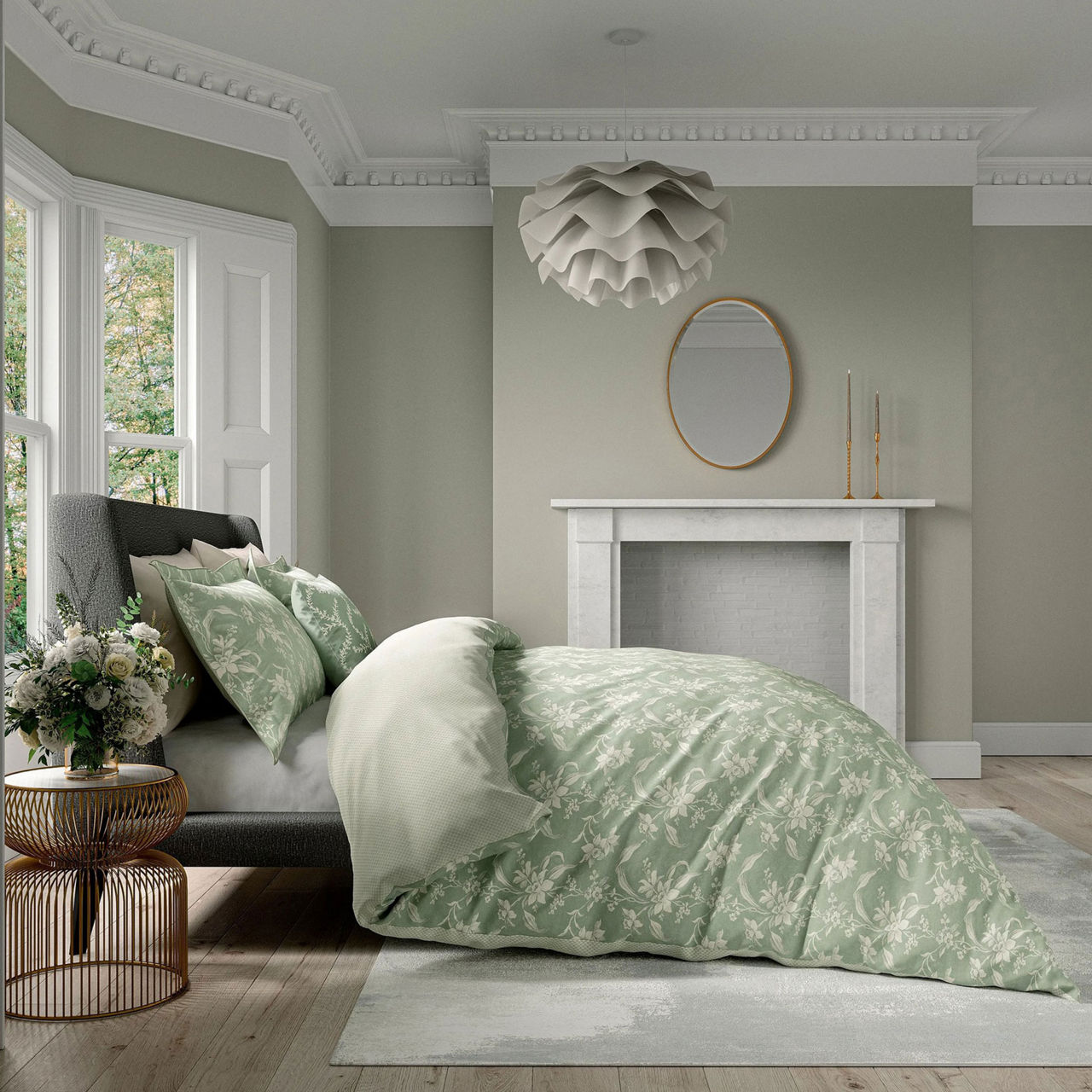 Daffodil Dreams Duvet Set Green