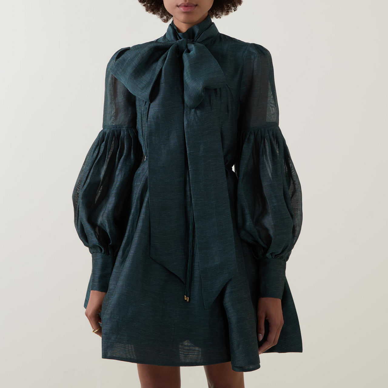 zimmermann pavilion tie-neck mini dress In Illustration: The Pavillion Neck Tie for Fall 2024. Shop the look and explore new arrivals from our latest story via the website or in stores. #InIllustration #ZimFall24 #zimmermann flared hem and sleeveless design. ZIMMERMANN Black Pavilion V-Neck Minidress