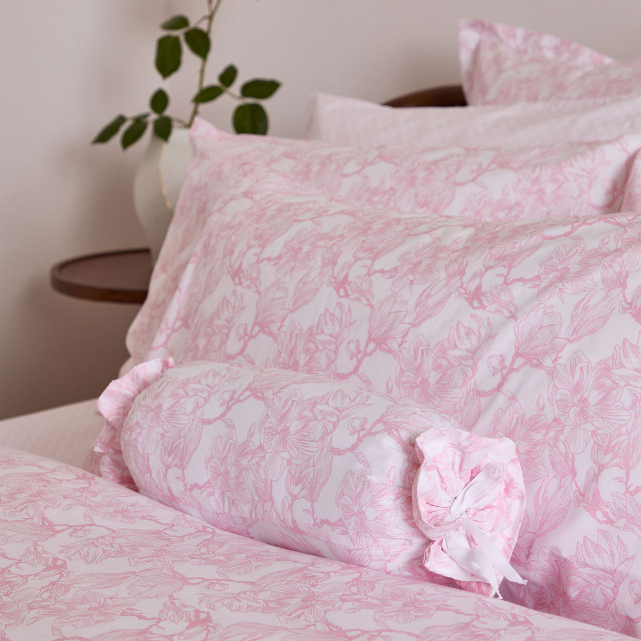 300 Thread Count Pink Magnolia Bolster Cushion