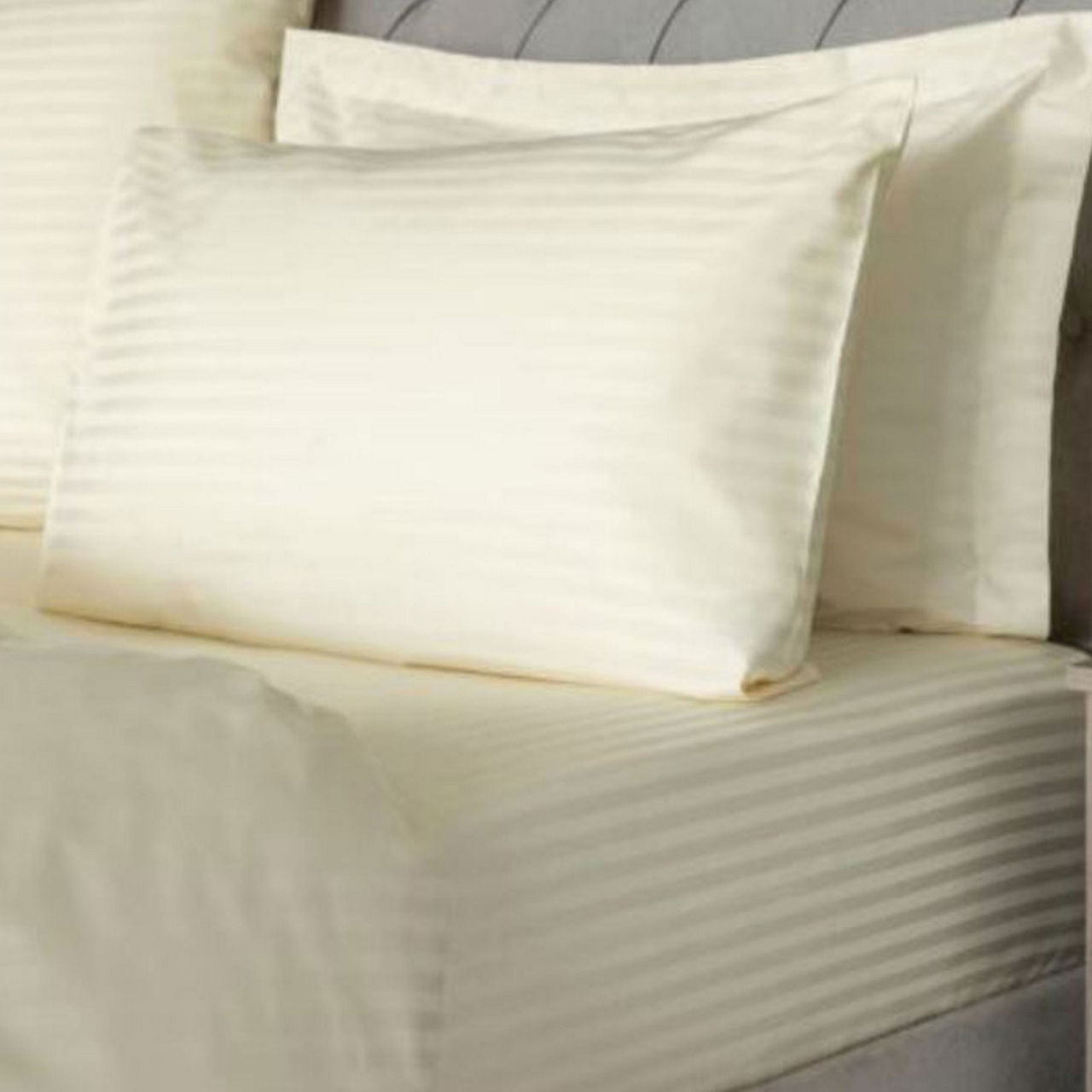 Hotel Suite 540 Thread Count Satin Stripe Flat Sheet Ivory