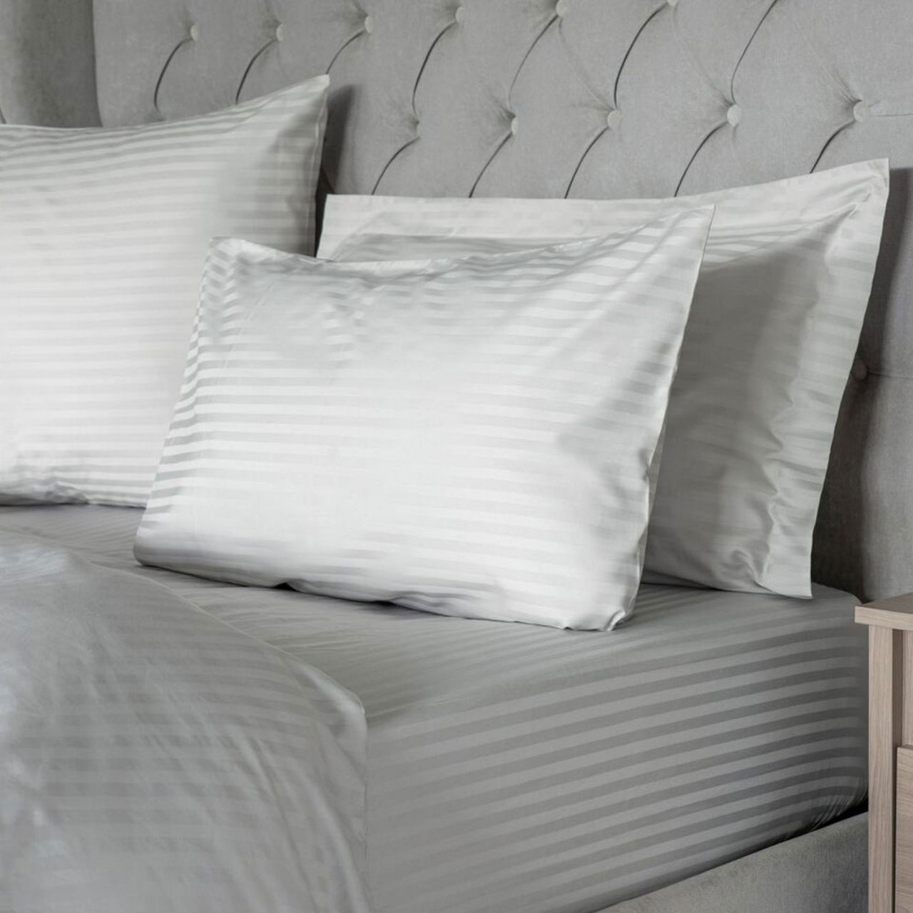 Hotel Suite 540 Count Satin Stripe Flat Sheet Platinum Hotel Suite 540 Count Satin Stripe Flat Sheet Platinum