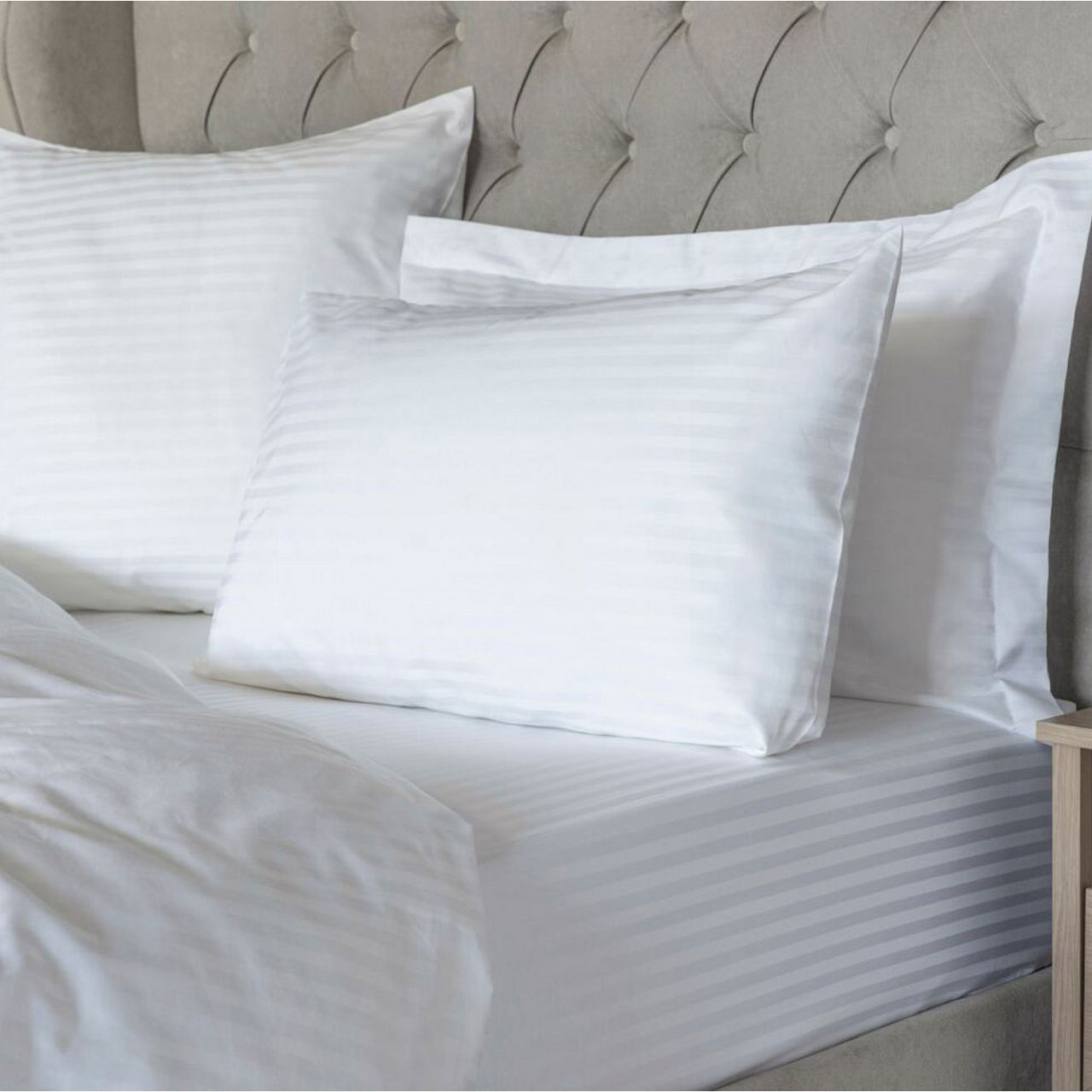 Hotel Suite 540 Count Satin Stripe Flat Sheet White