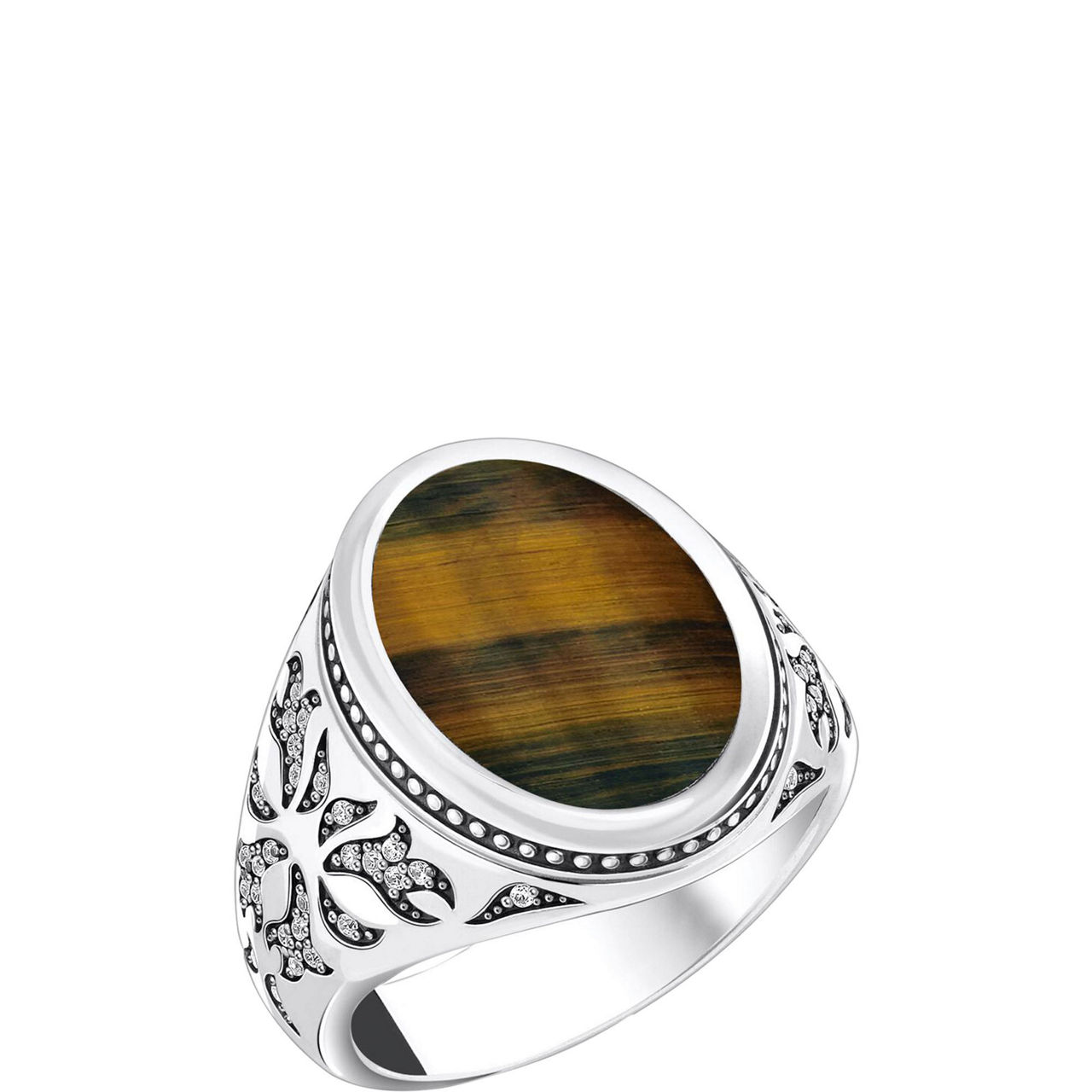 Blackened Silver Tiger's Eye Signet Ring