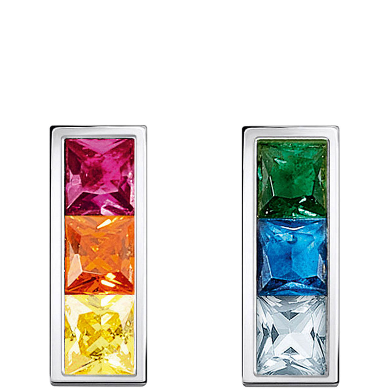 Rectangular Rainbow Stud Earrings