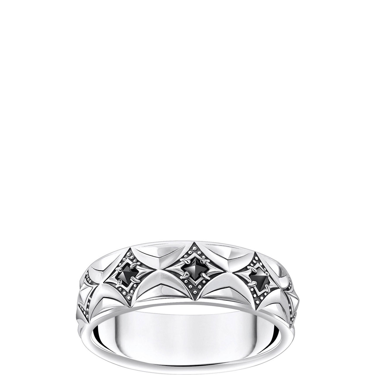 Blackened Silver Patterned Band Ring