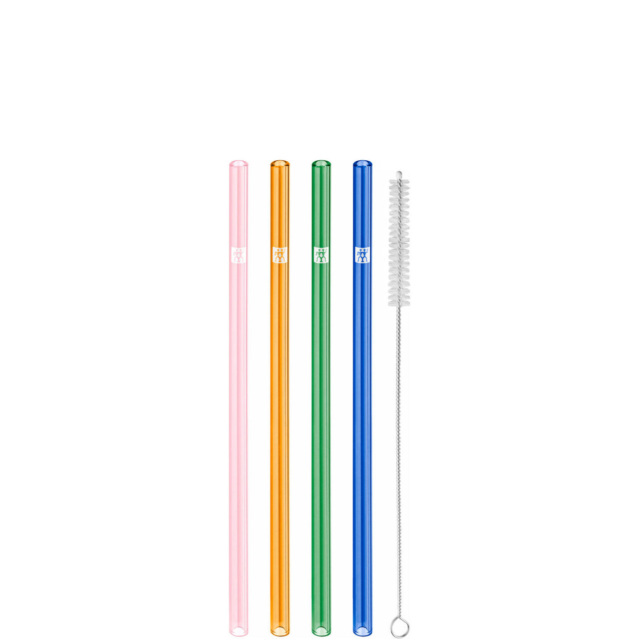 Straight Coloured Glass 4-Piece Straw Set
