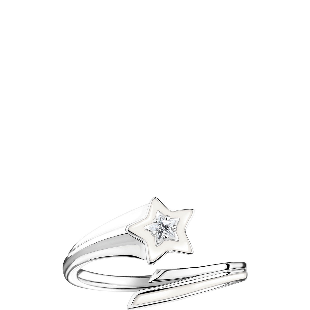 Silver & White Enamel Star Ring