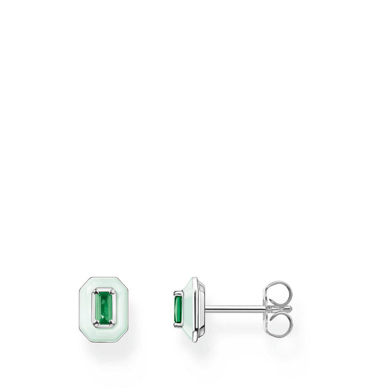 3D Green Octagon Stud Earrings