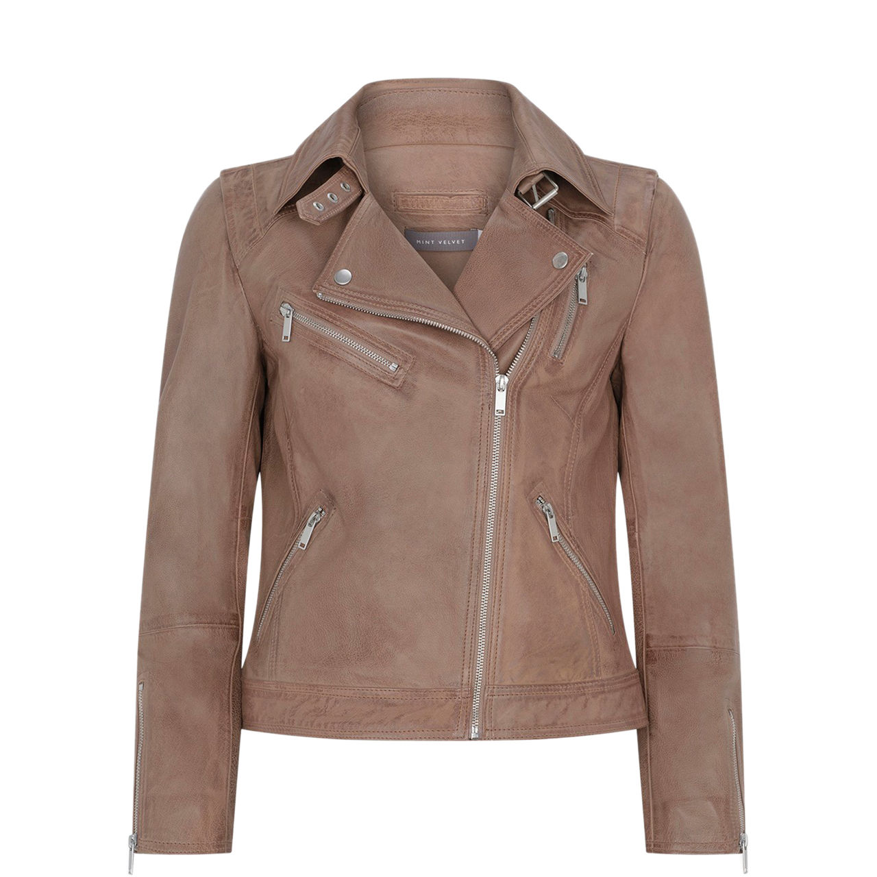 Zip Leather Biker Jacket