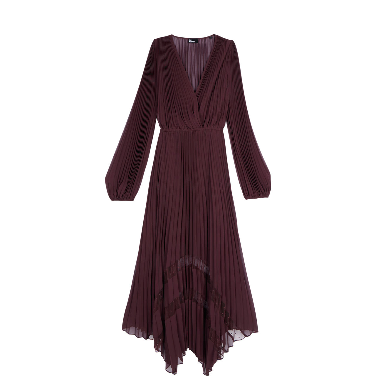 Pleated Crossover-Front Dress