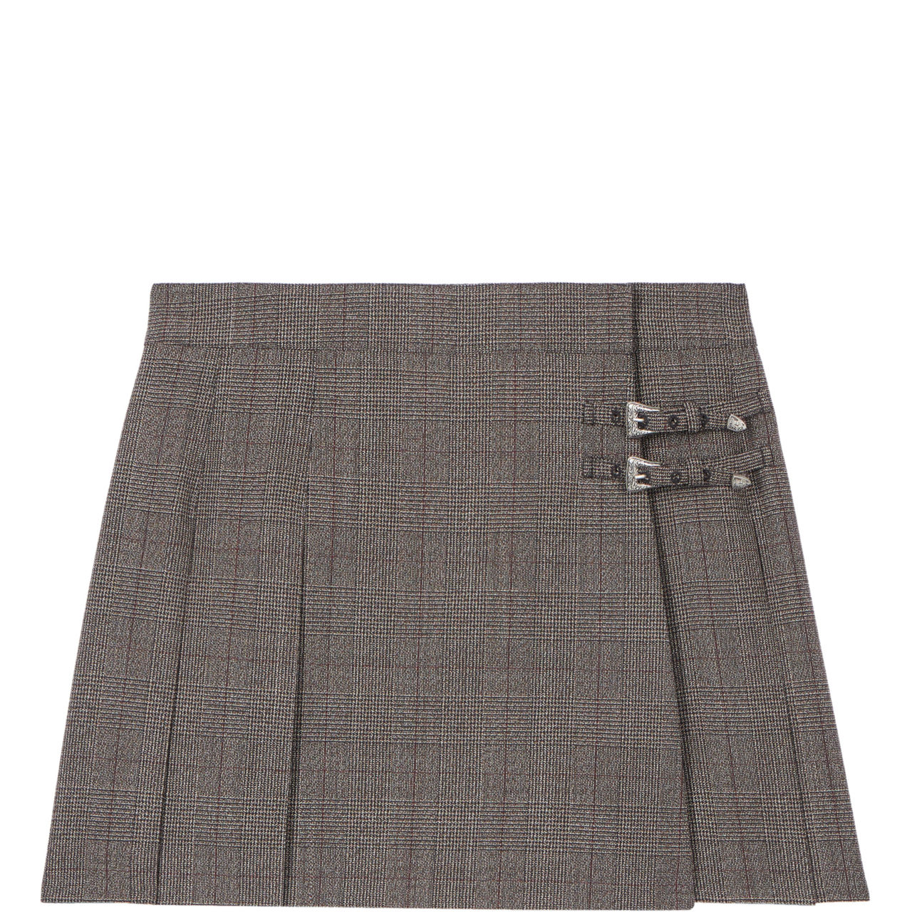 Check Pleated Mini Skirt