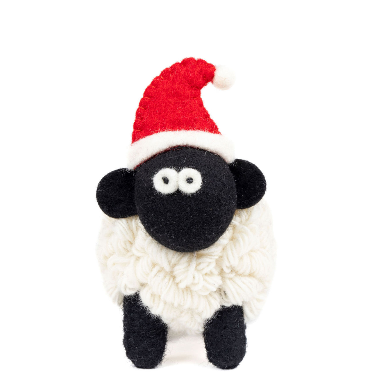 Knitted Sheep Collectible with Santa Hat Large
