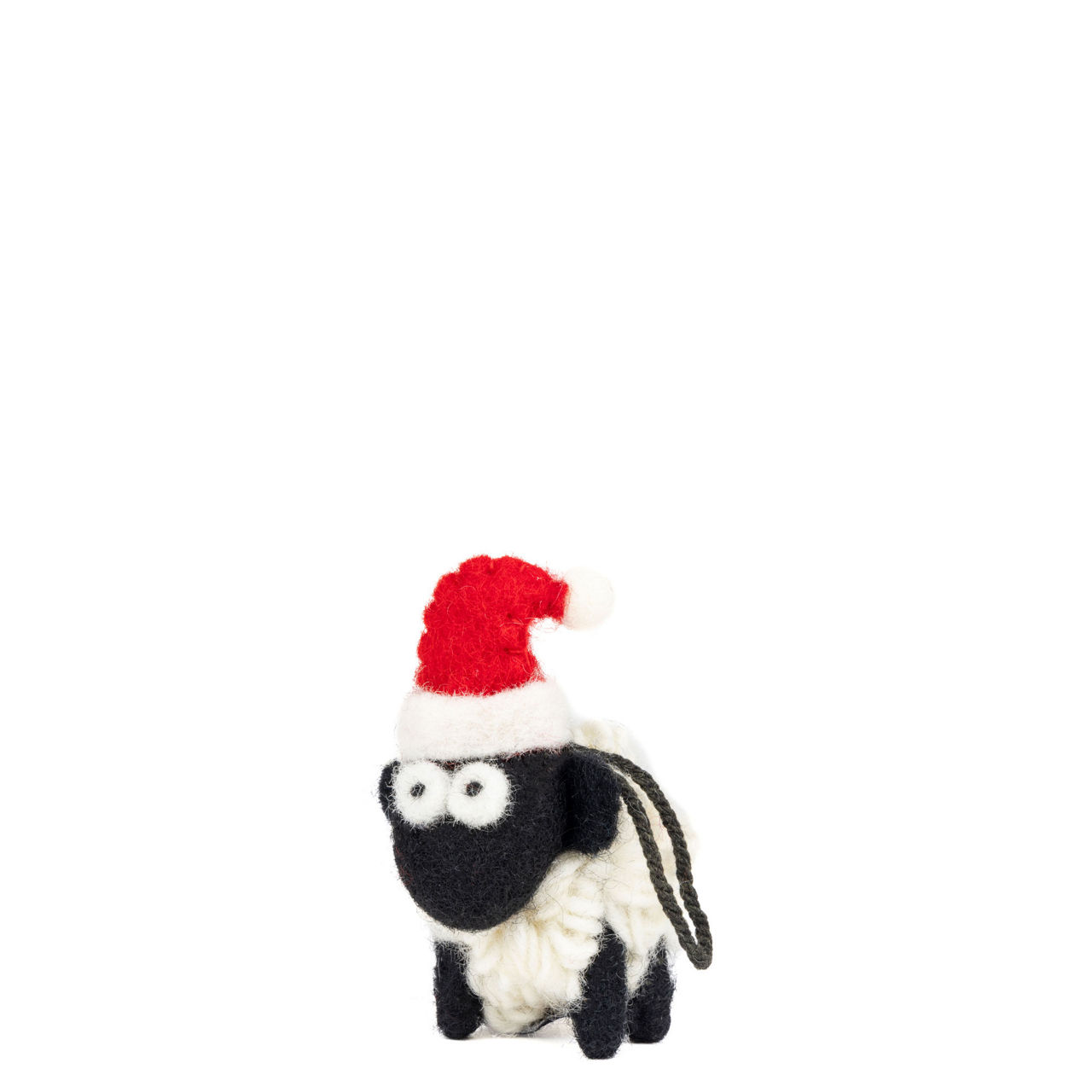 Knitted Sheep Collectible with Santa Hat Mini