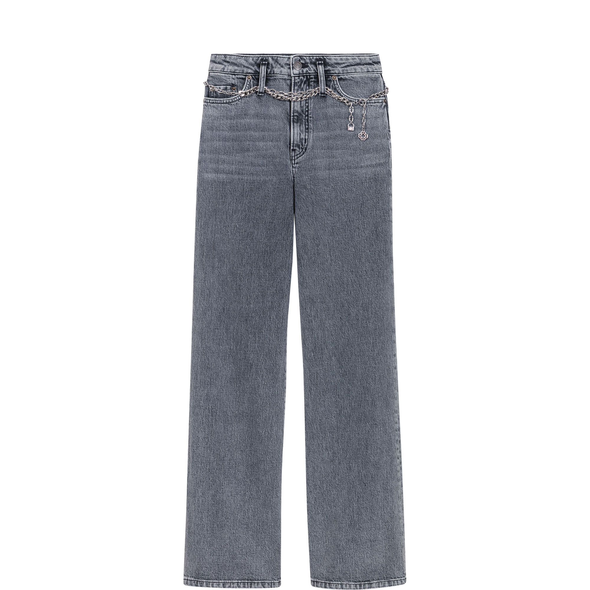 Chain Belt Wide Leg Jeans