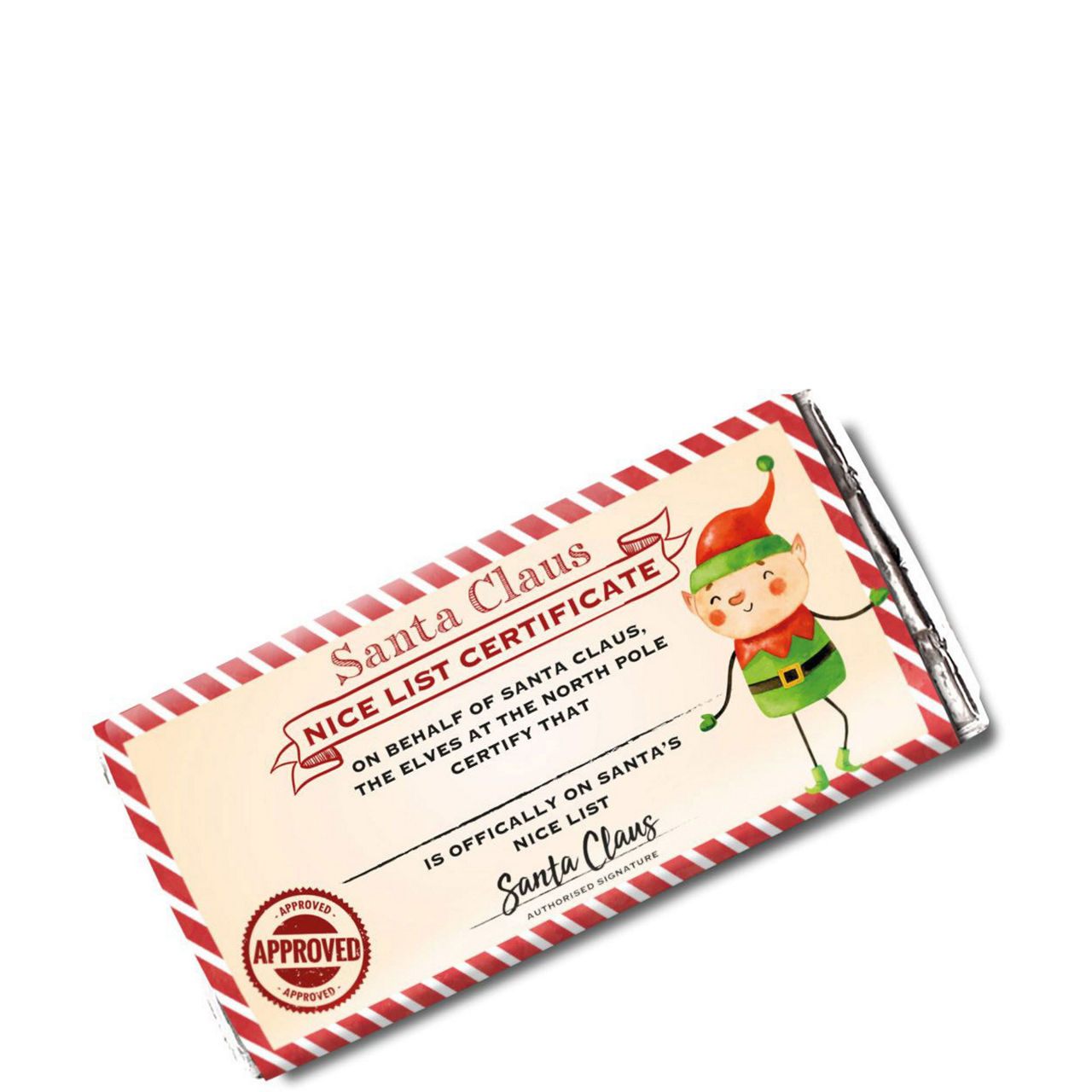 Nice List Certificate Chocolate Bar