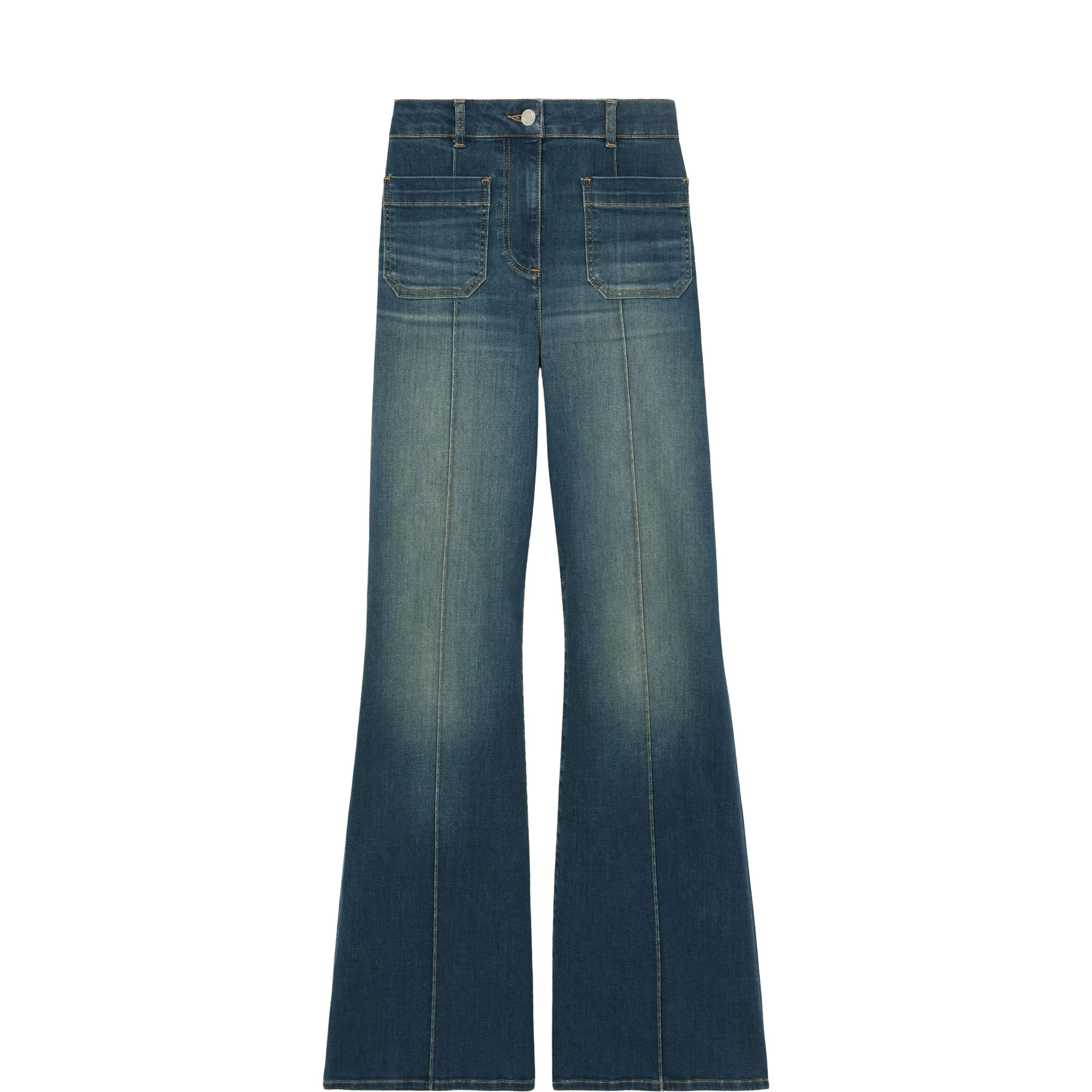Sakura High-Rise Patch Pocket Flared Jeans