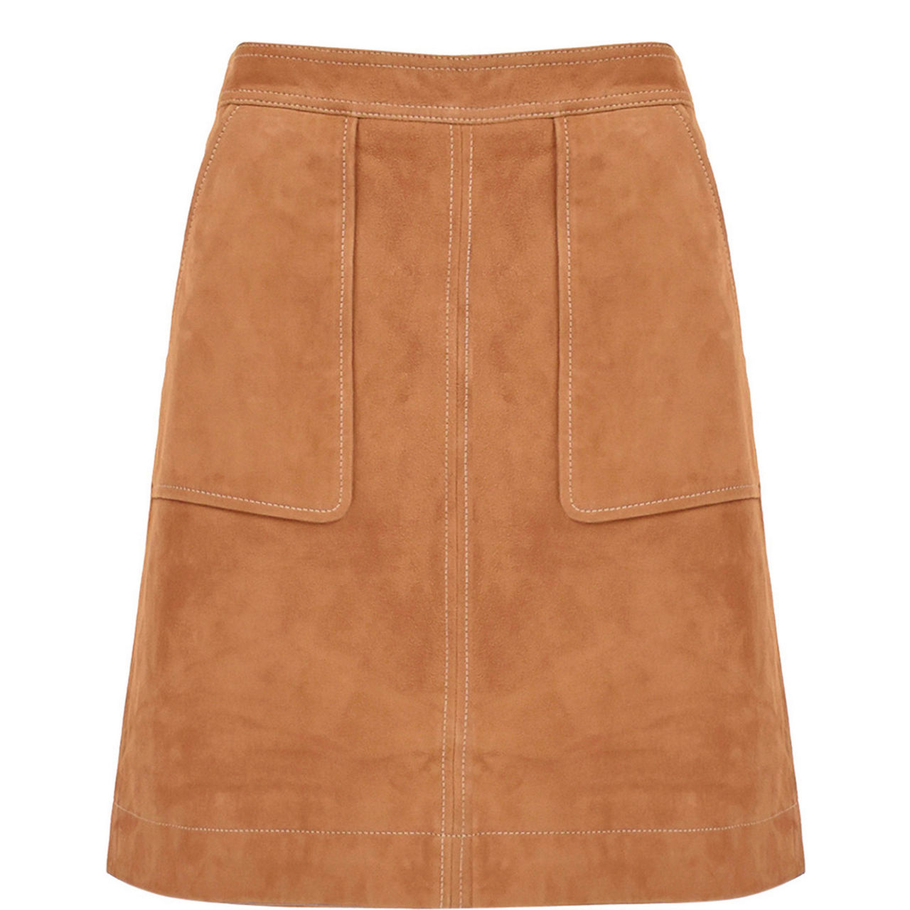 Patch Pocket Suede Skirt