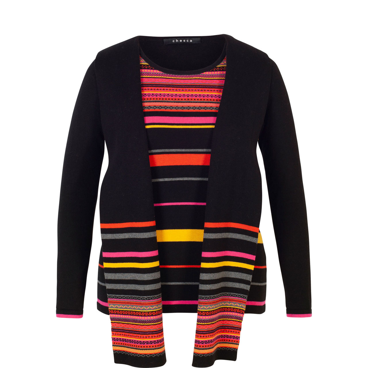 Two-Piece Striped Sweater & Scarf Set