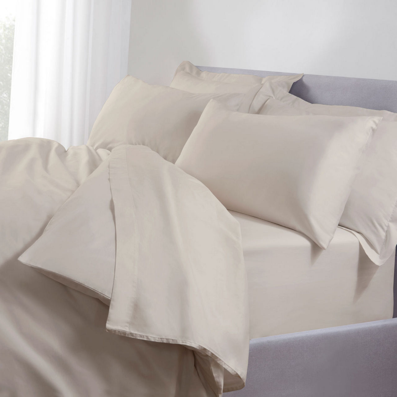 250 Thread Count Cotton Percale Flat Sheet Cream