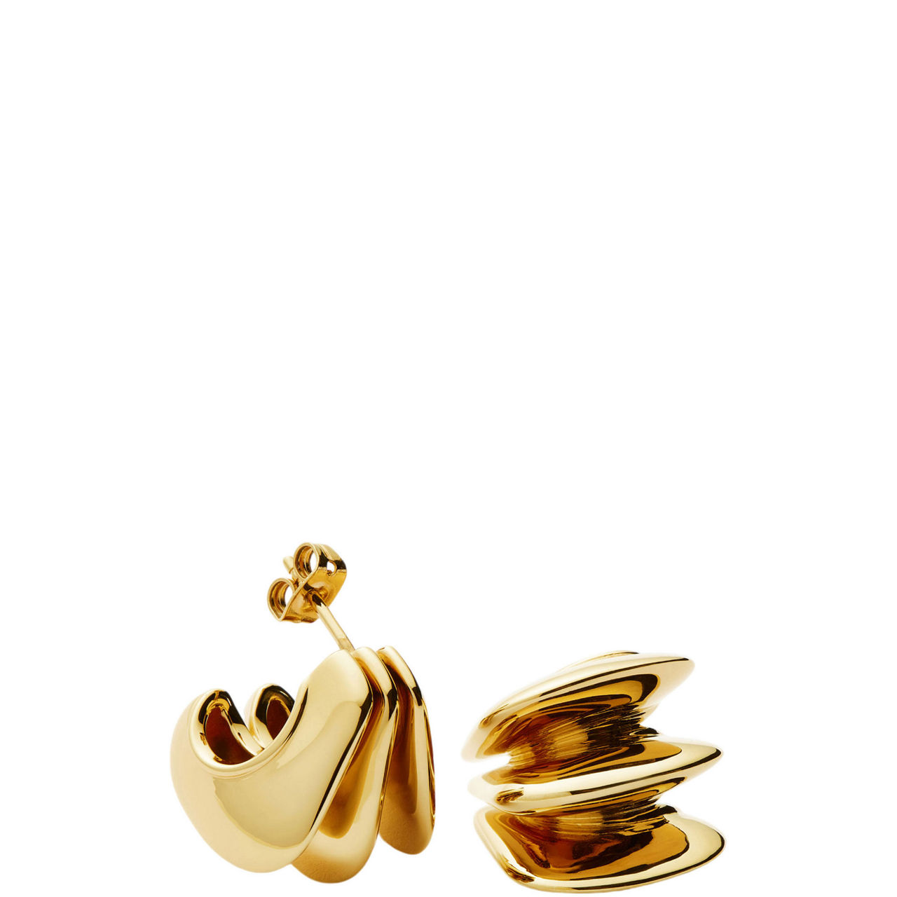 Triple Ridge Stud Earrings