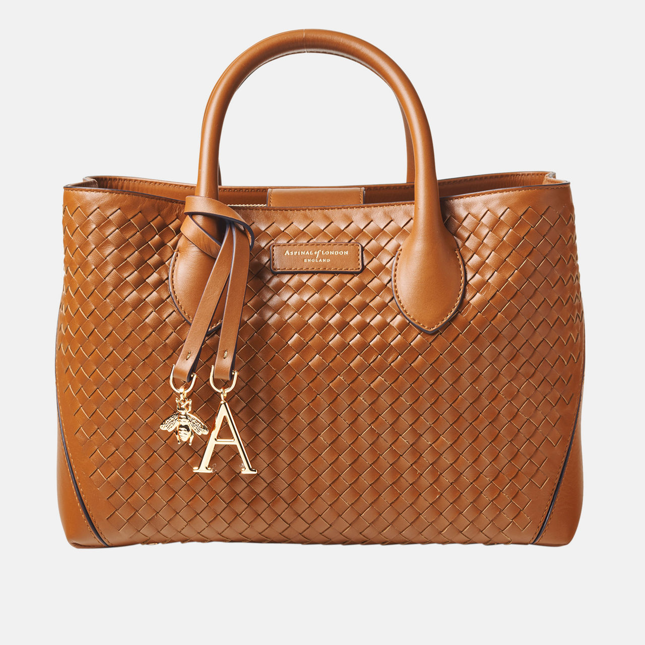 London Small Woven Leather Tote Bag