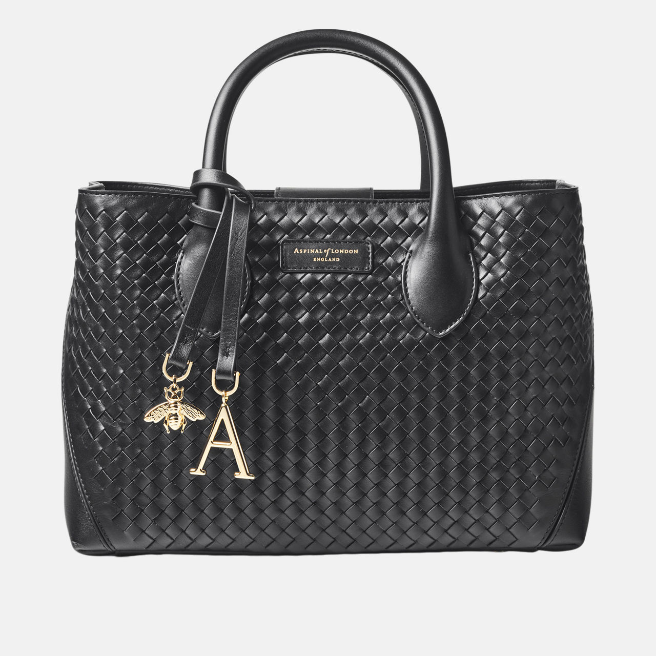 London Midi Woven Leather Tote Bag