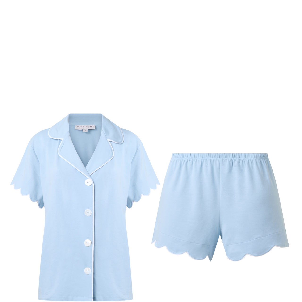 Scalloped Pyjama Shirt & Shorts Set