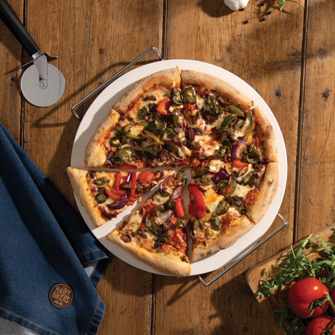 Ceramic Pizza Stone With Holder
