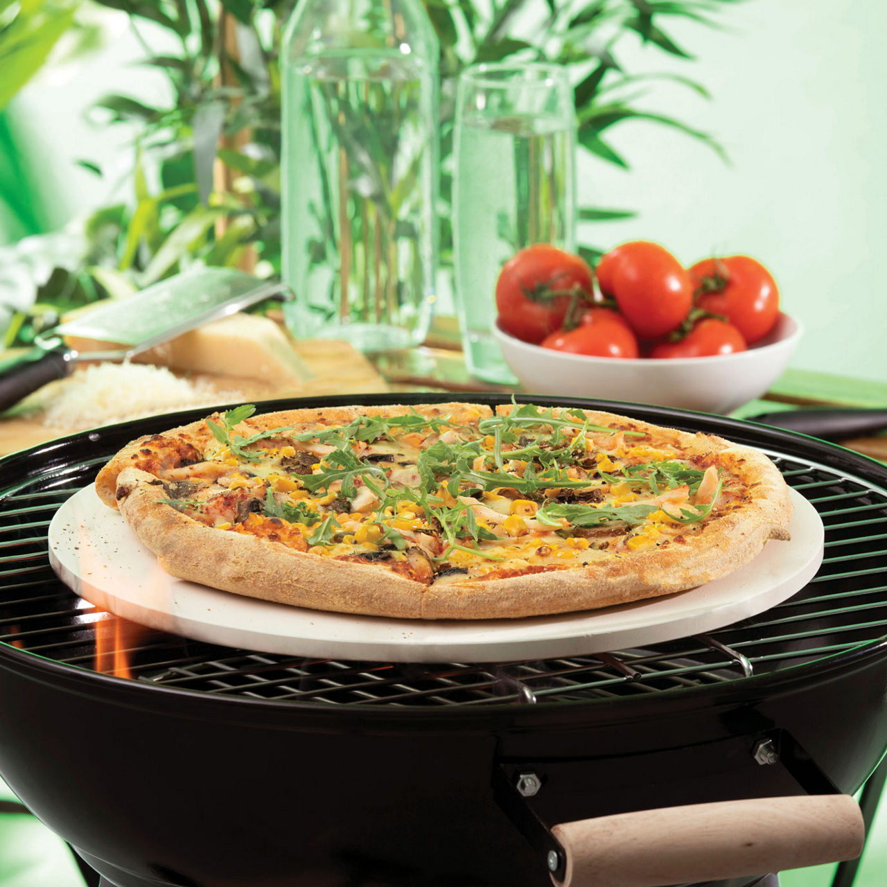 Ceramic Pizza Stone With Holder