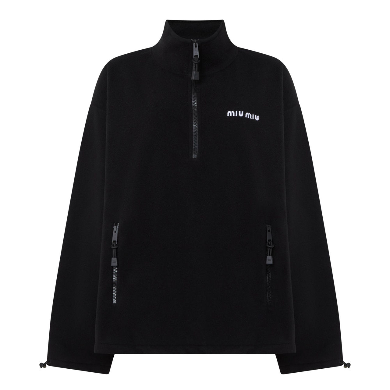 MIU MIU Logo Half-Zip Fleece Sweatshirt