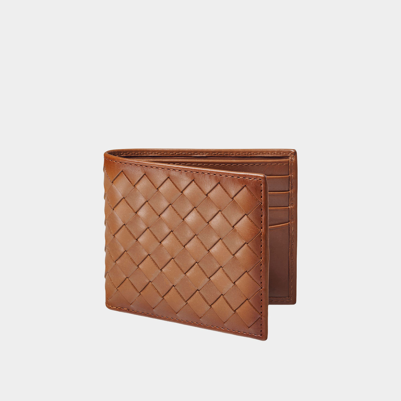 Woven Leather Billfold Wallet