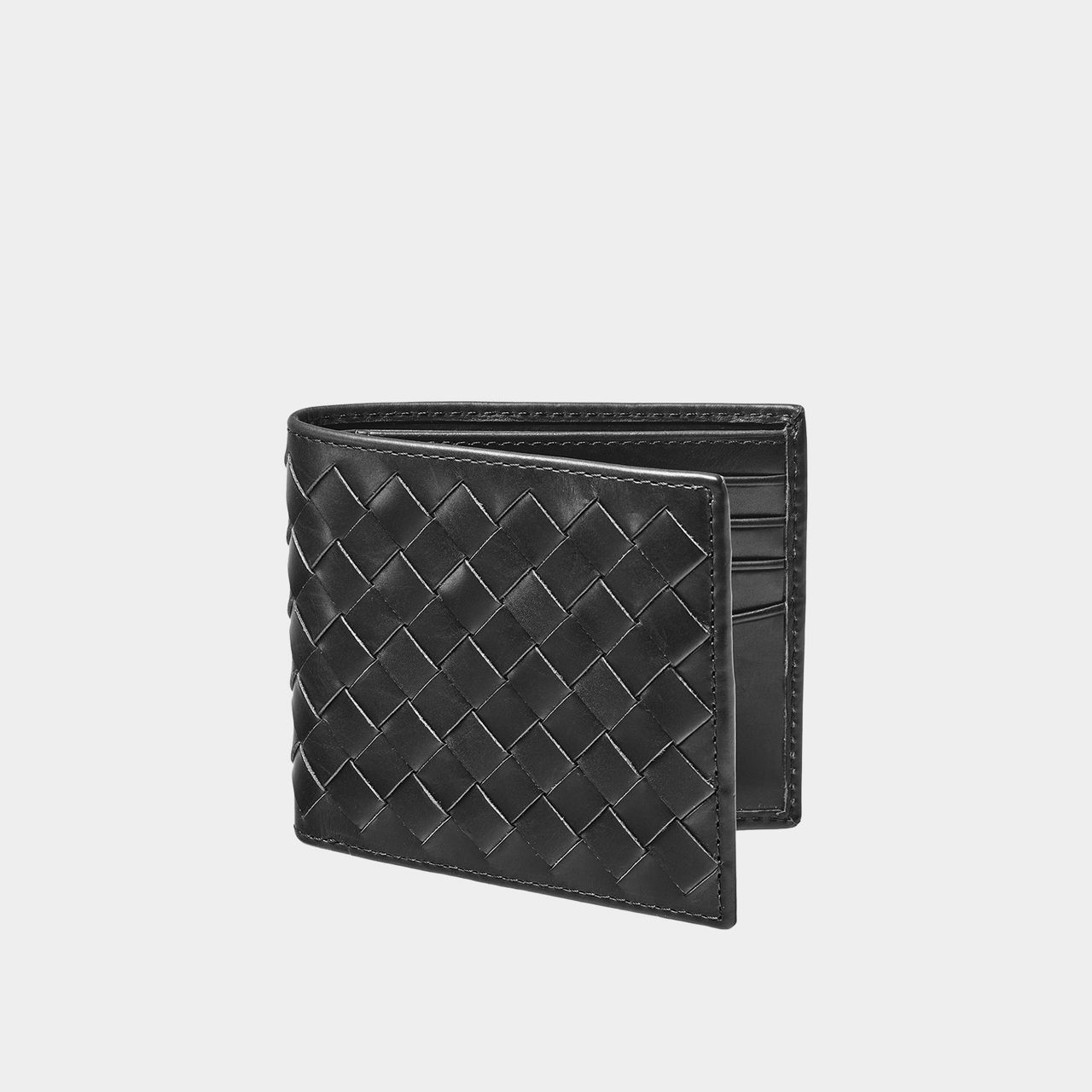 Woven Leather Billfold Wallet