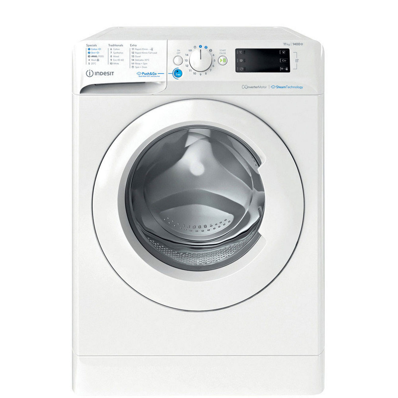 Indesit Washer 11kg White 1400 RPM Innex Push & Go
