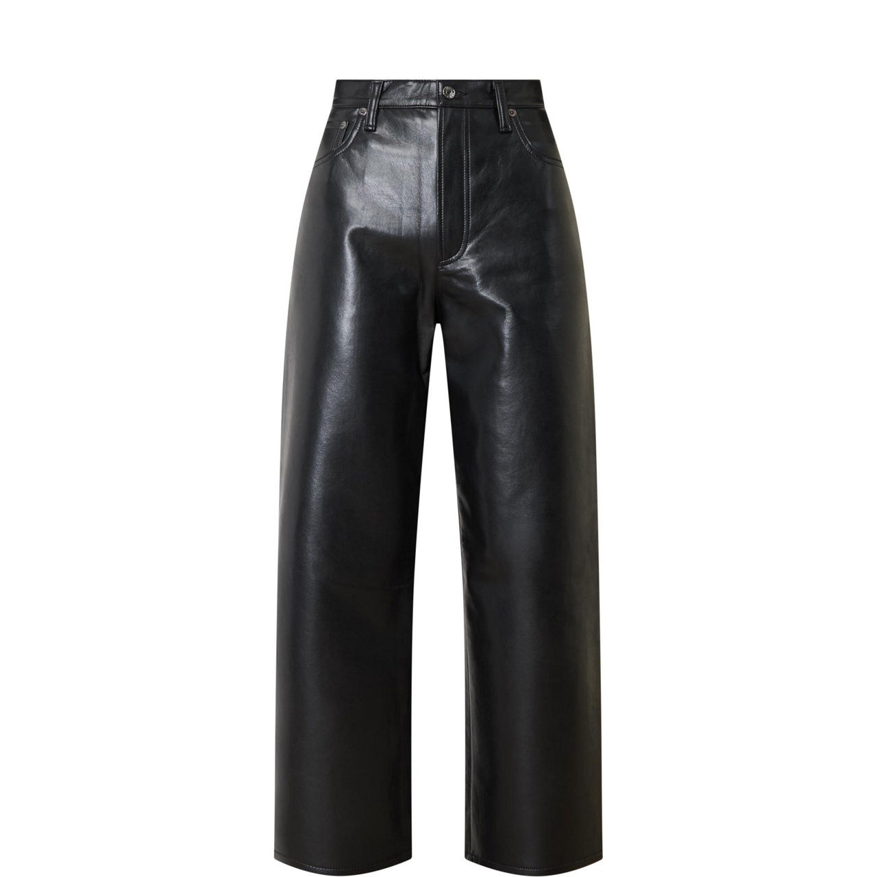 Ren High-Rise Cropped Wide Leg Leather Trousers
