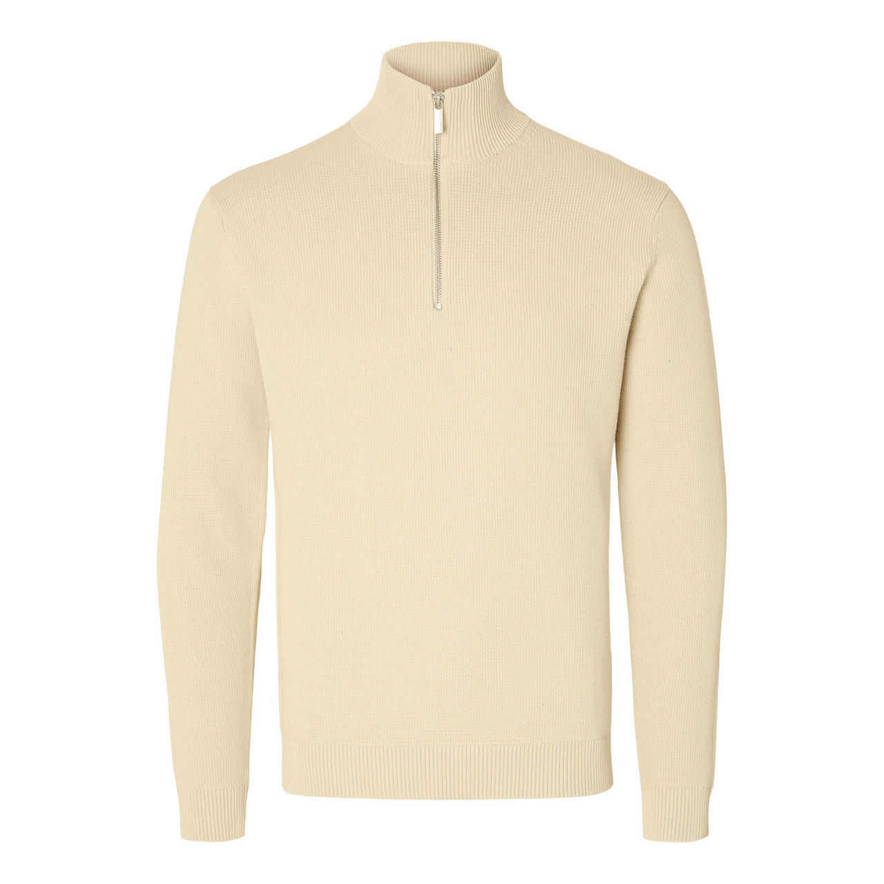 Selected Homme - Slhdane Ls Strickstruktur Half Zip Noos - Knitwear - Herren - Beige - L - Bild 6