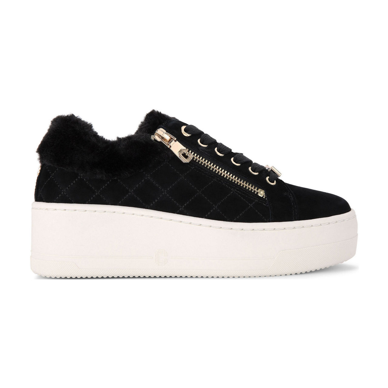 CARVELA Connected Zip Faux Fur Platform Trainers