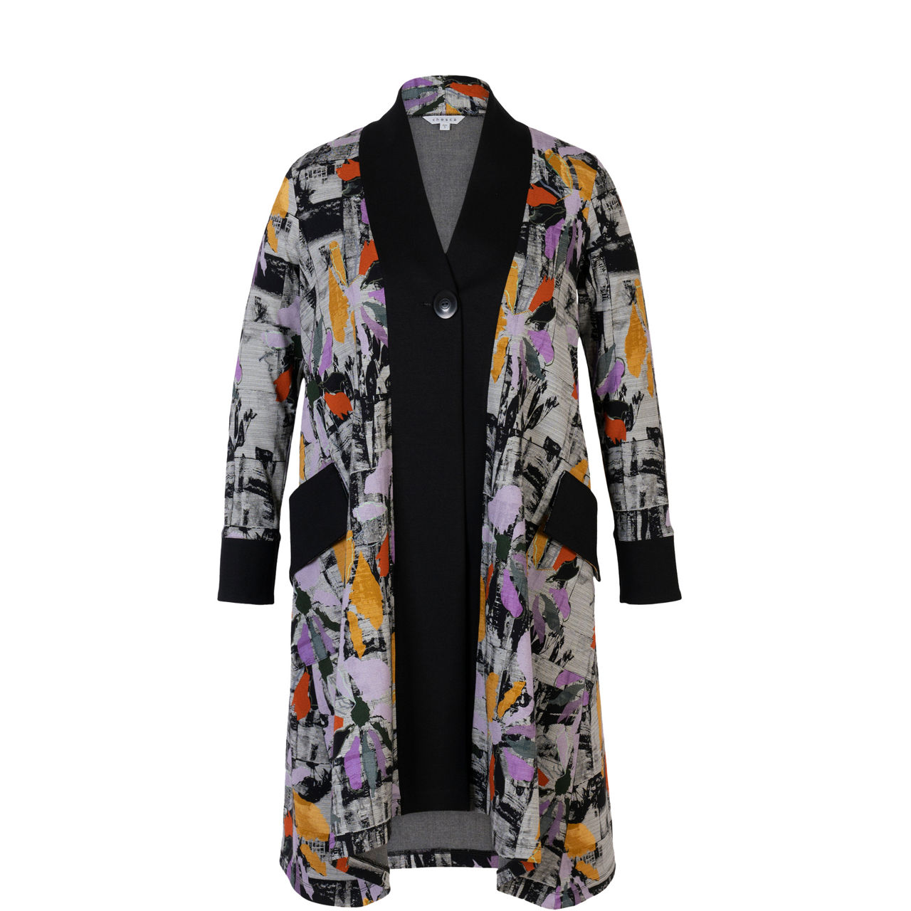 Printed Single-Button Cardigan